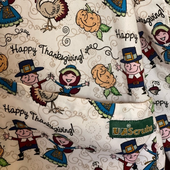 Thanksgiving Scrubs Advantage Jacket long sleeve snap front turkeys pilgrims - Picture 6 of 6